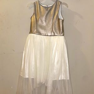 High-low gold and cream dress. Size 10 kids